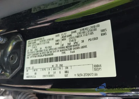 2018 Ford F-150 Raptor from USA, damaged, VIN 1FTFW1RG8JFB20030